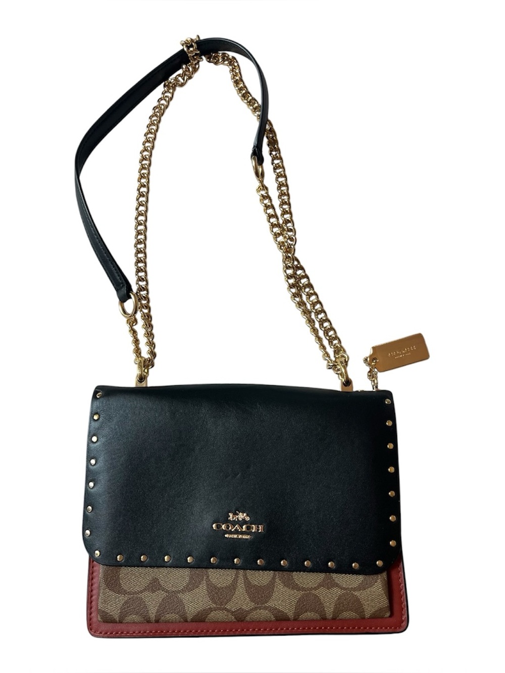 NWT COACH KLARE CROSSBODY BAG SIGNATURE CANVAS WITH RIVETS